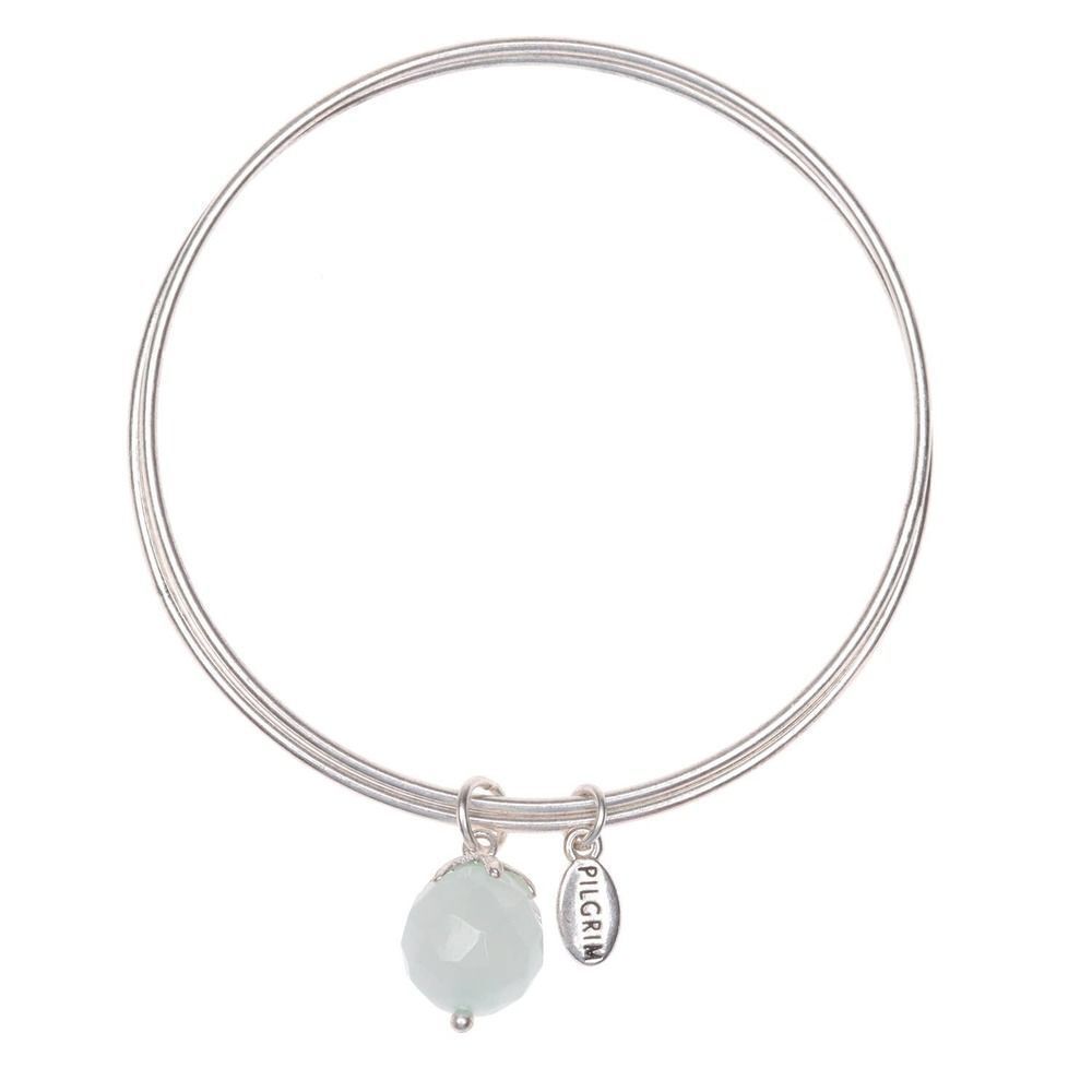 Pilgrim Skanderborg Silvertone Pale Blue/ White Gemstone Bracelet